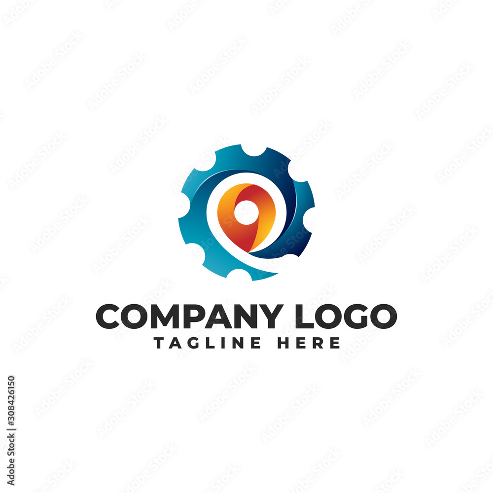 Gear Point Manufacture Logo Vector Icon Illustration