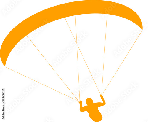 silhouette paraglider or parachutist in flight