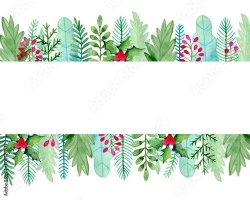 Watercolor floral green background