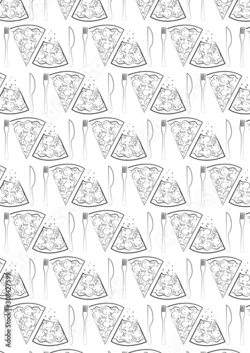 sliced ​​pizza vector illustration, sliced ​​mixed pizza illustration, pizza background menu pattern