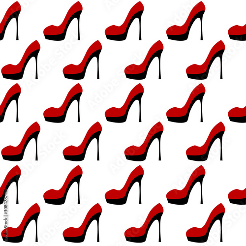 Red shoes with high heels seamless background
