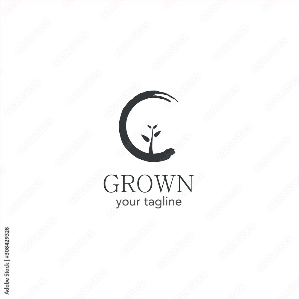 logo growth and development of agriculture small leaf and water around c initial logo growth and development of agriculture small leaf and water around c initial