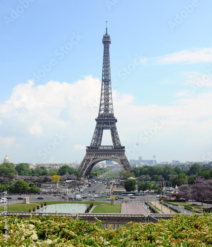 Eiffelturm an einem sch  nen Sommertag