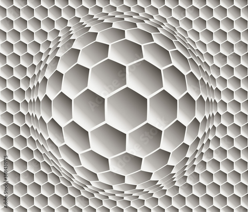 hexagonal pattern spherical blob silver