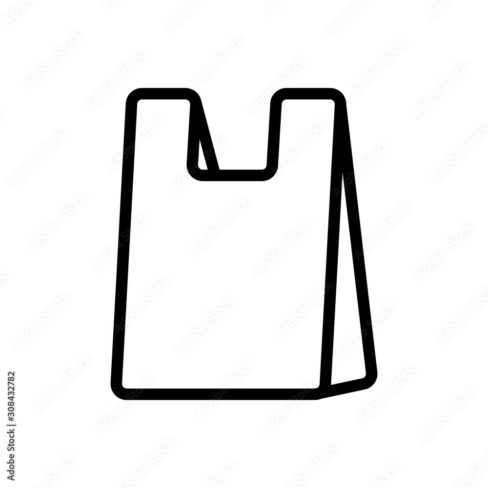 Package with vector icon handles. Thin line sign. Isolated contour symbol illustration Package with vector icon handles. Thin line sign. Isolated contour symbol illustration