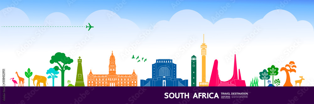 South Africa travel destination grand vector illustration.