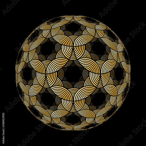 mysterious textured sphere gold black