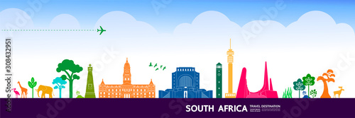 South Africa travel destination grand vector illustration.