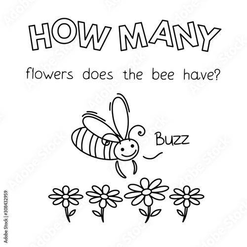 Cartoon Bee Counting Game Coloring Book