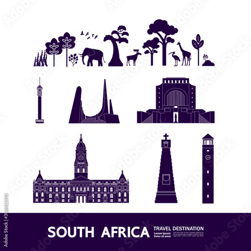 South Africa travel destination grand vector illustration.