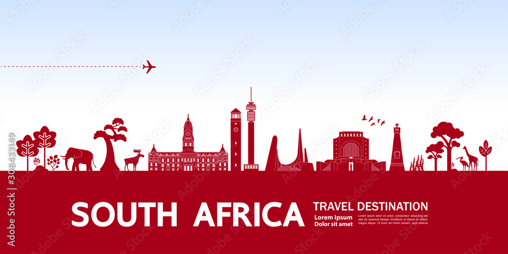 South Africa travel destination grand vector illustration.