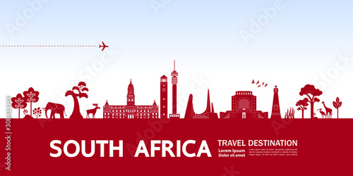 South Africa travel destination grand vector illustration.