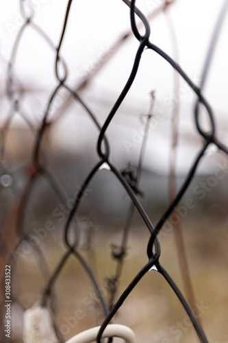 Steel mesh. Metal fence detail. Abstract concept. Soft focus.