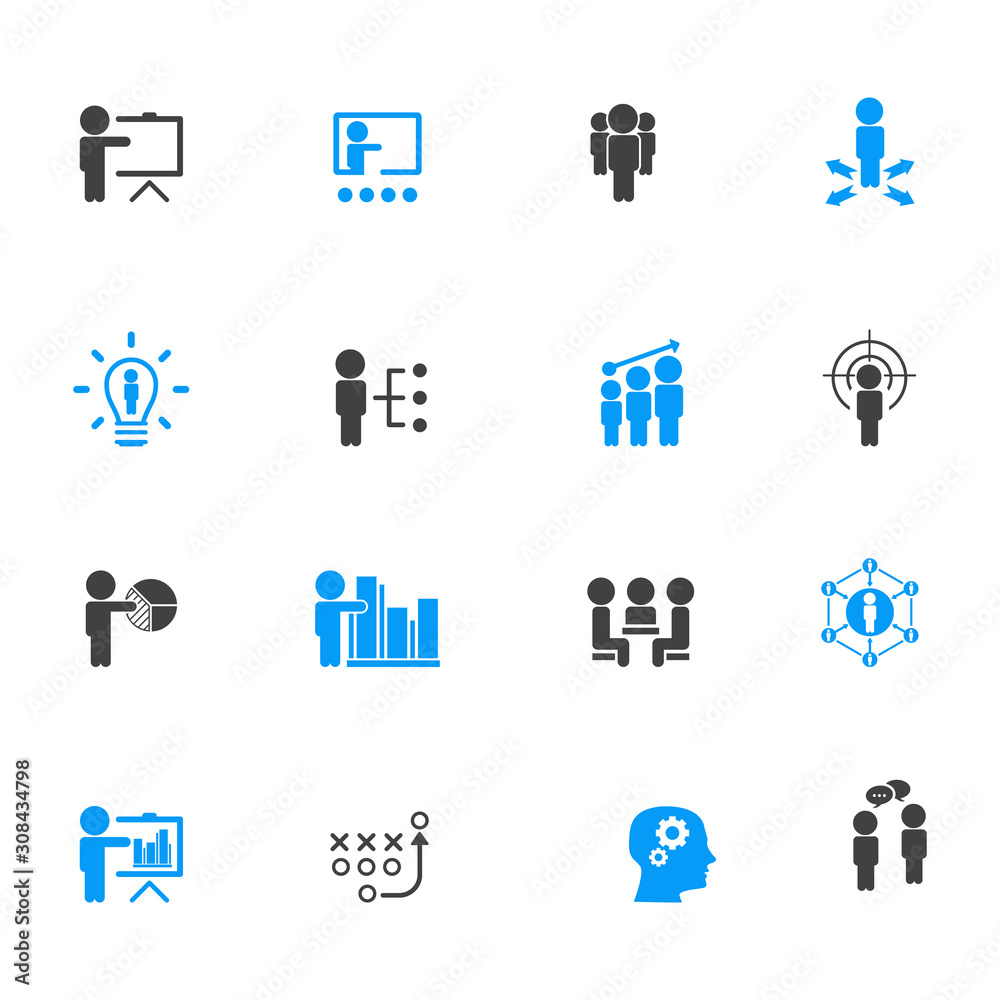 Business training icon set Business training icon set