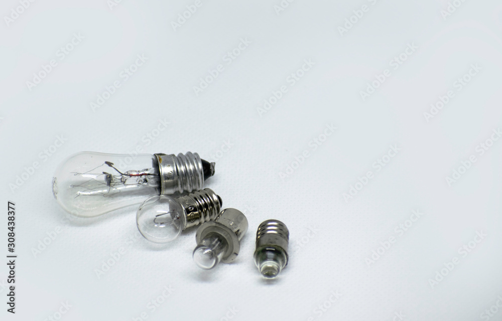 Small bulbs in isolated white background Small bulbs in isolated white background