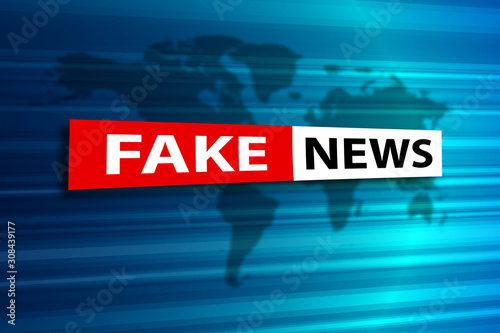 Fake news on world map concept design