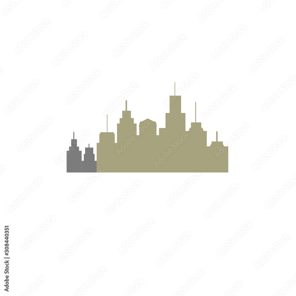 silhouette of city on white background