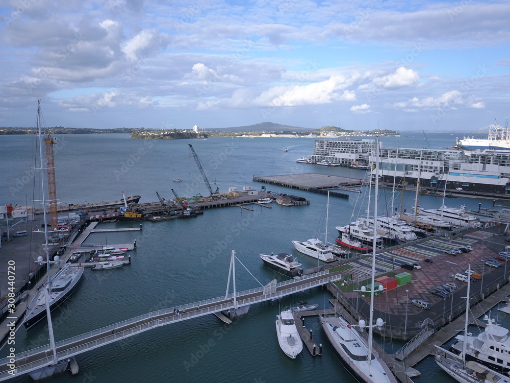 Viaduct Basin, Auckland / New Zealand - December 9, 2019: The beautiful scene surrounding the Viaduct harbour, marina bay, Wynyard, St Marys Bay and Westhaven, all of New Zealand’s North Island