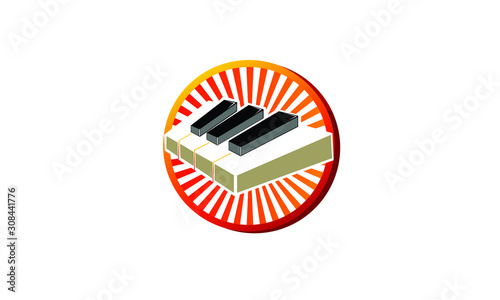 Piano, O, Logo Retro Type Design
