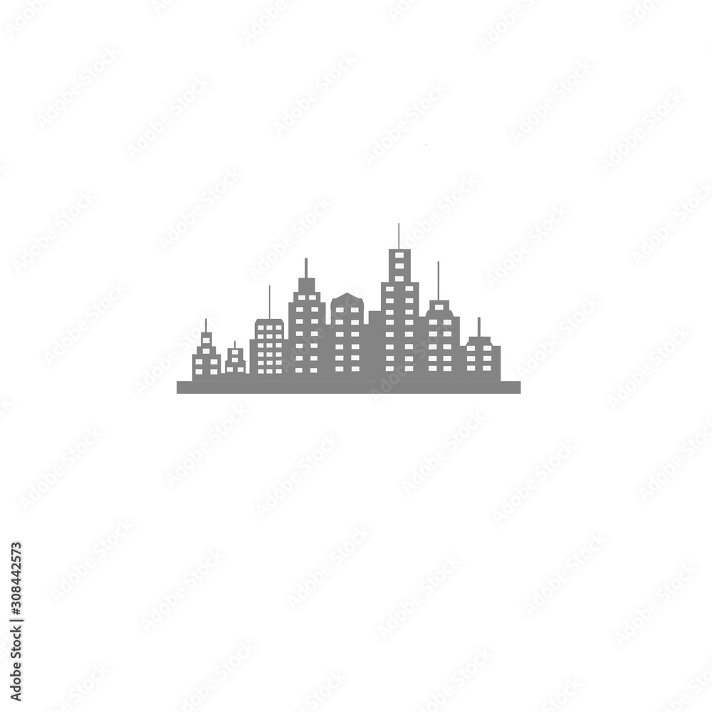 Silhouette of city icon on white background