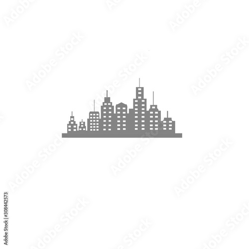 Silhouette of city icon on white background