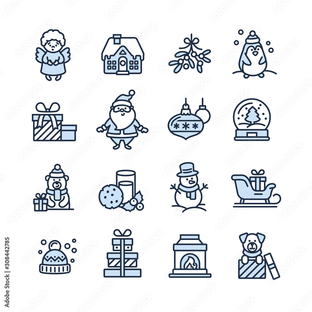 Set of Christmas icons for design and decoration Set of Christmas icons for design and decoration