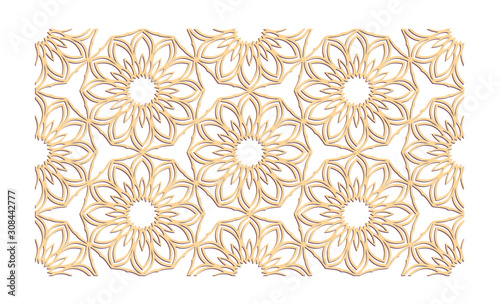 Decal. Laser cutting panel. Veneer vector. Plywood lasercut floral design. Hexagonal seamless pattern for printing, engraving, paper cut, silhouette stamps. Stencil lattice ornaments.