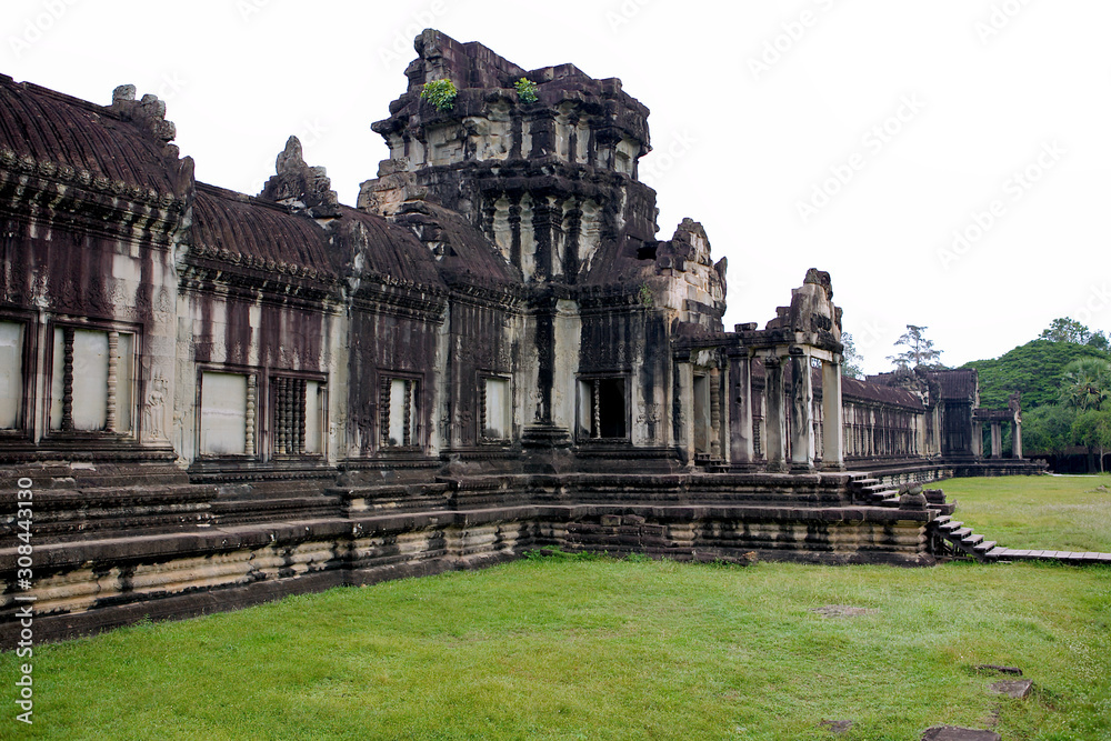 Part of the Angkor Wat temple building. Archaeological Park, Siem Reap, Cambodia.
