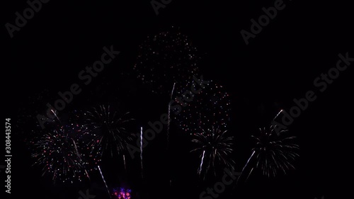 Beautiful fireworks or fireworks at night are beautiful.