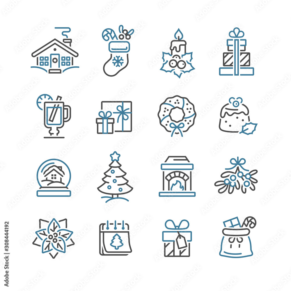 Set of Christmas icons for design and decoration Set of Christmas icons for design and decoration
