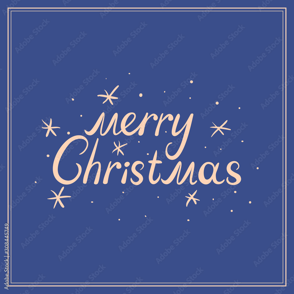 Vector card. Merry Christmas lettering. New Year design.