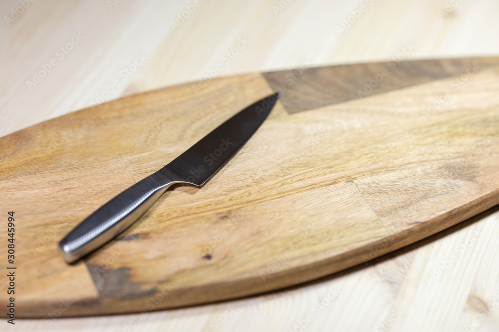 chef knife and wooden table chef knife and wooden table