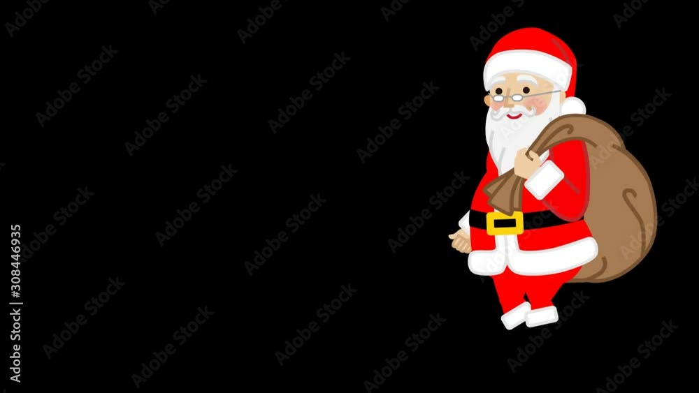 Alpha channel file - Animation of Santa Claus who walk and passing through the screen Alpha channel file - Animation of Santa Claus who walk and passing through the screen