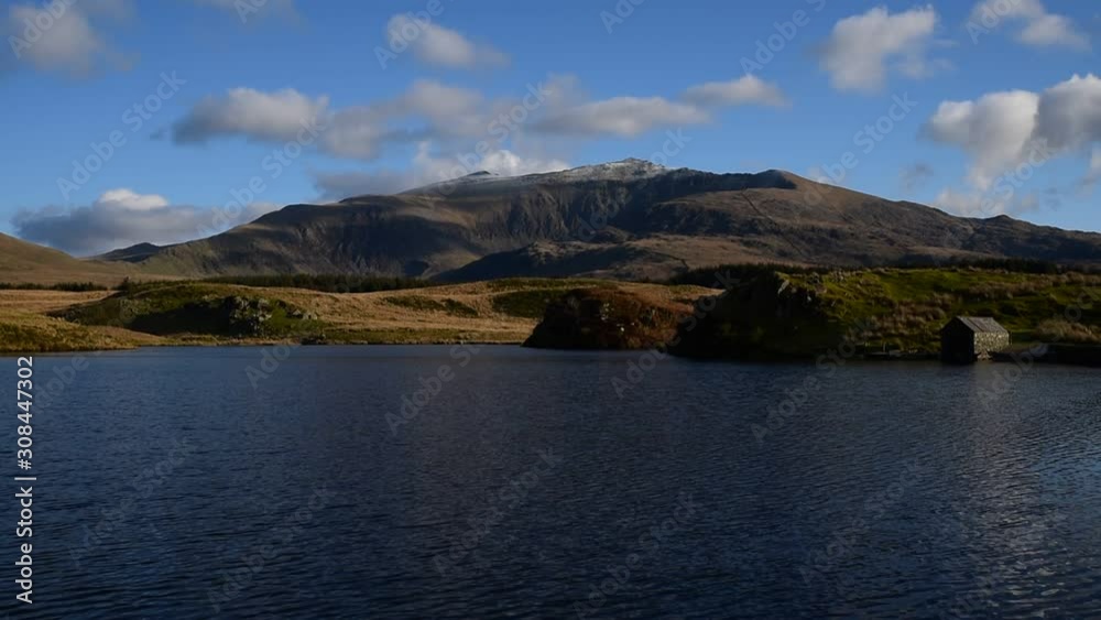 Panoramic views of Llyn y Dywarchen, and Snowdon in the Snowdonia National Park, Wales. Panoramic views of Llyn y Dywarchen, and Snowdon in the Snowdonia National Park, Wales.