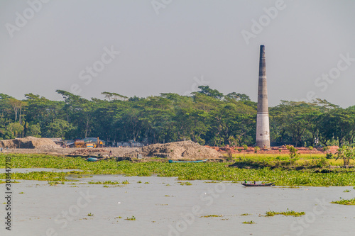 Katcha (Kacha) river and a brick factory, Bangladesh photo