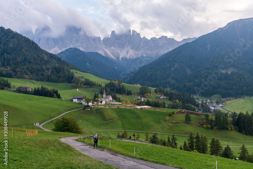 Landscapes of the small village in Val di Funes, Dolomite Alps, South Tyrol, Italy, Europe