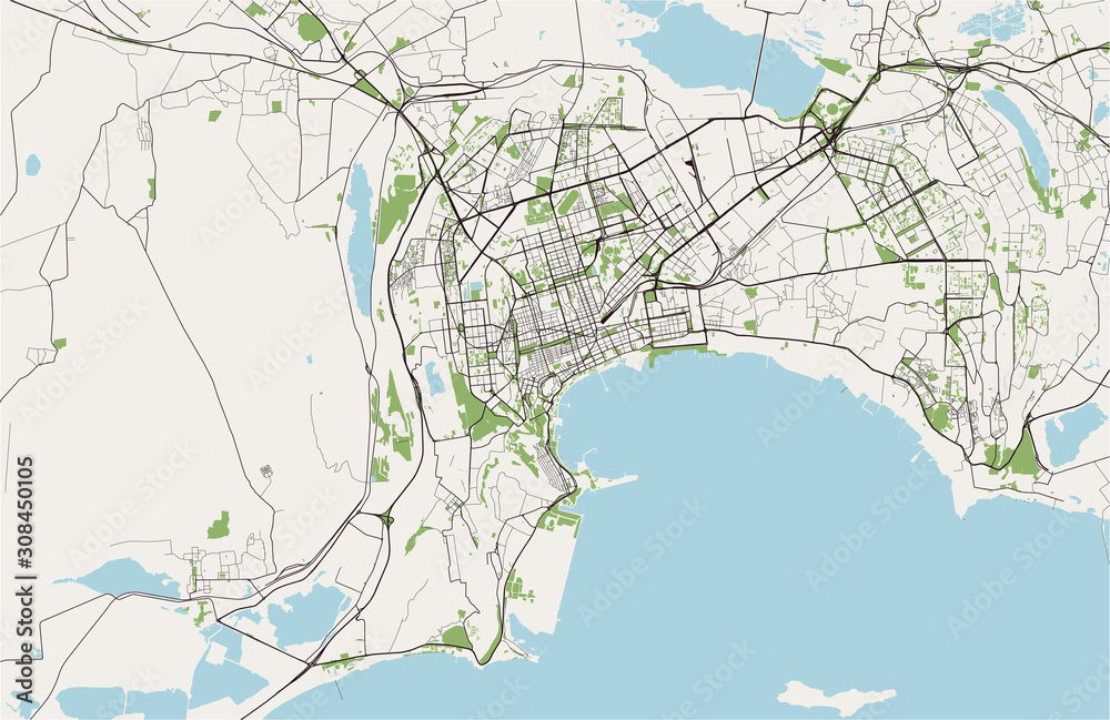 map of the city of Baku, Azerbaijan