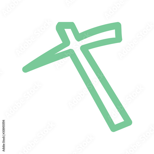 Green mine pickaxe thick line vector icon