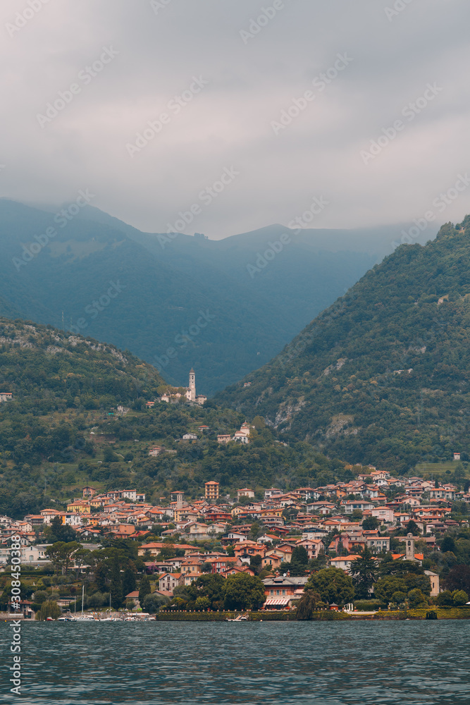 Little Italian town on coast Lake Como, Italy