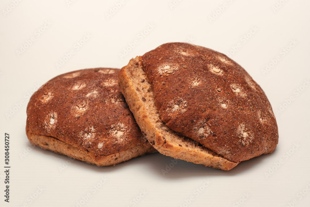 Close up of two pieces of whole grain bread Close up of two pieces of whole grain bread