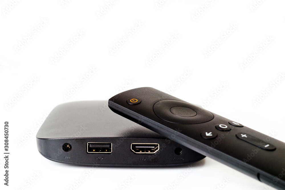 TV set-top box for viewing video content with a USB port, Wi-Fi and a remote control