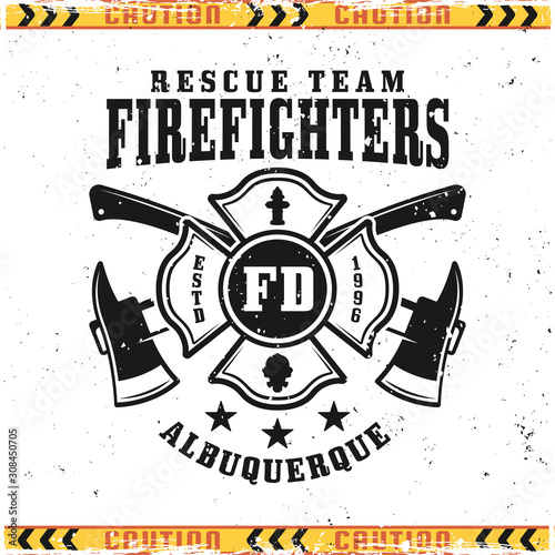 Firefighters vector emblem, badge, label or logo