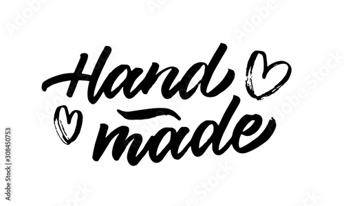 Hand made. Hand-drawn lettering. Vector illustration.