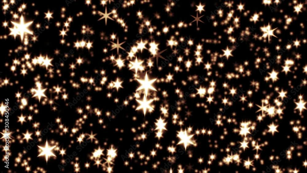 Falling golden glowing stars, seamless loop Falling golden glowing stars, seamless loop