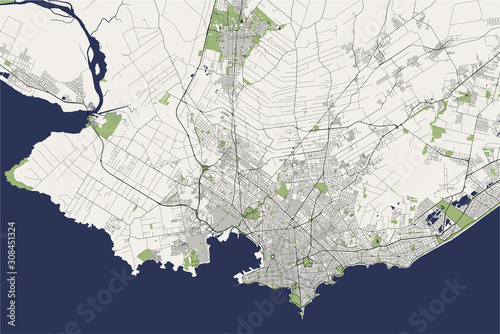 map of the city of Montevideo, Uruguay, South America