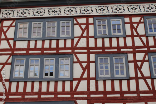 Thüringisches Fachwerk; Fassadendetail aus Bad Langensalza (Lange Straße)