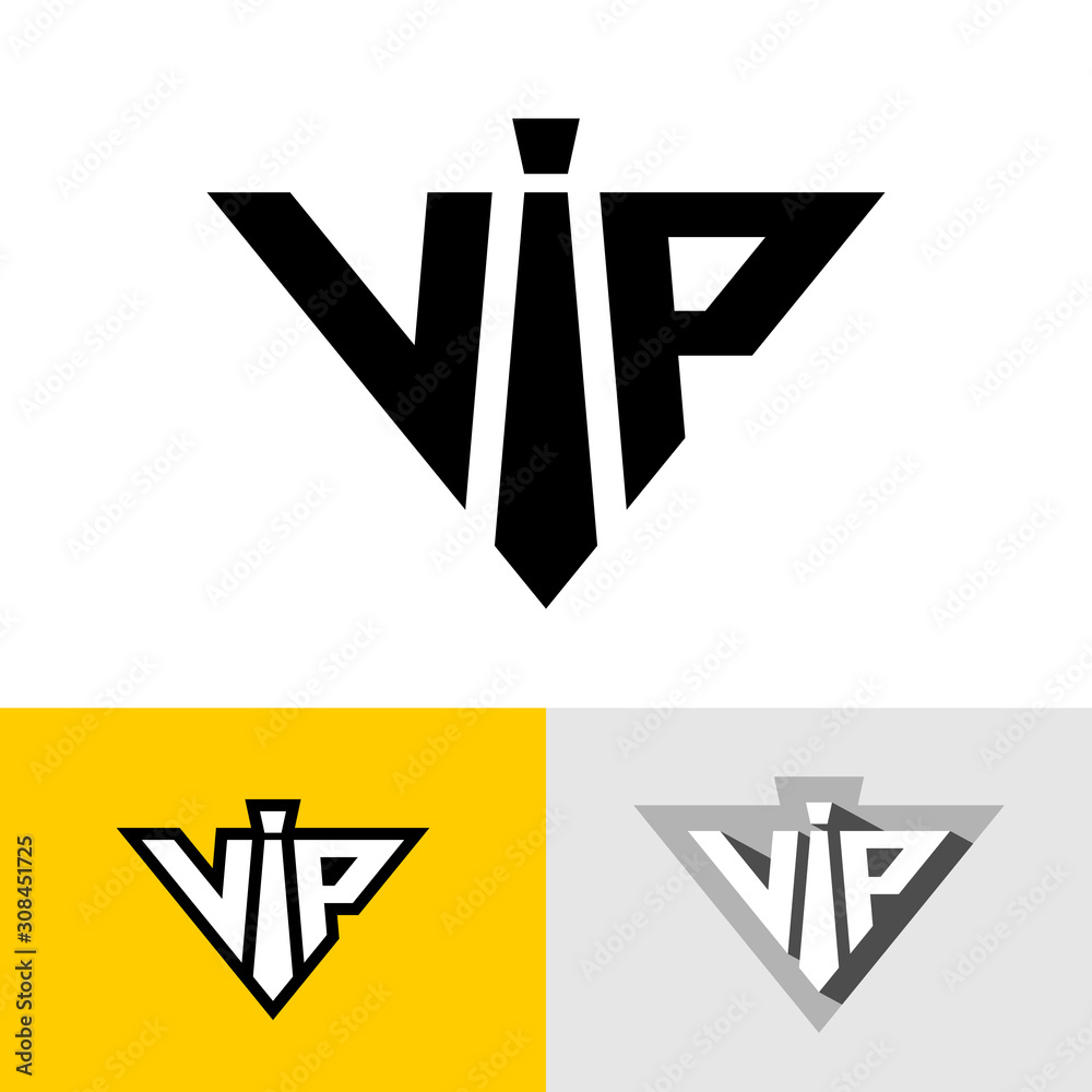 VIP service logo abbreviation. Neck tie as letter I. Triangle luxury symbol. Special account icon. VIP service logo abbreviation. Neck tie as letter I. Triangle luxury symbol. Special account icon.