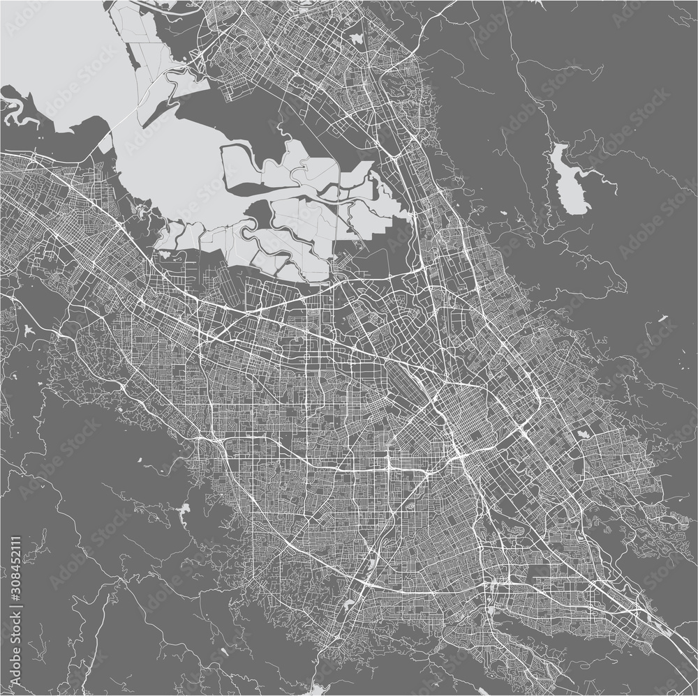 map of the city of San Jose, California, USA map of the city of San Jose, California, USA