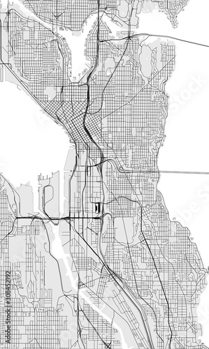 map of the city of Seattle, Washington, USA