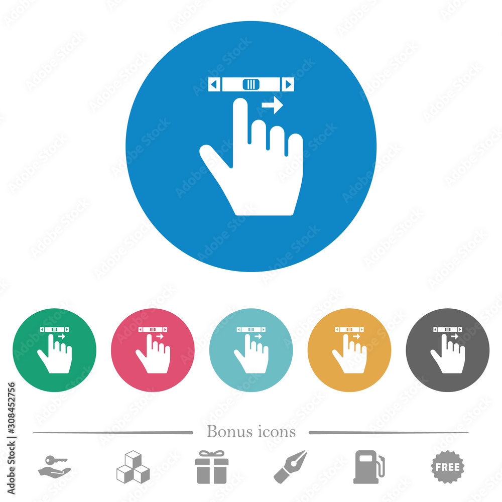 right handed scroll right gesture flat round icons